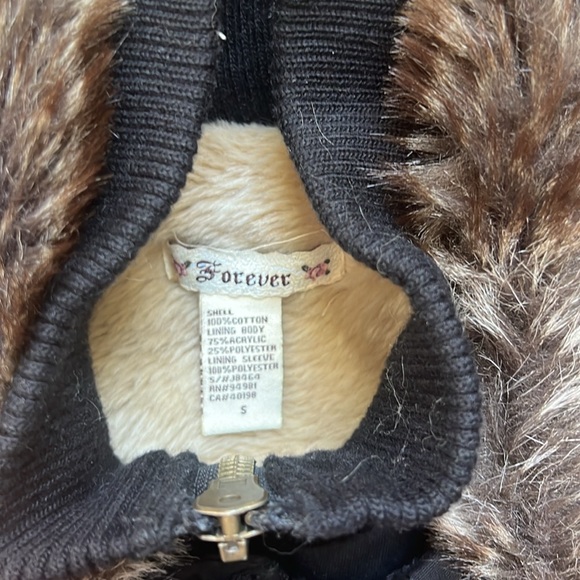 Forever21 Removable Fur Collar Black Cozy Sherpa Coat - Picture 3 of 7